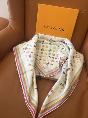 Uubags Louis Vuitton Takashi Murakami Monogram Multicolor Shawl Wool Silk Scarf 01