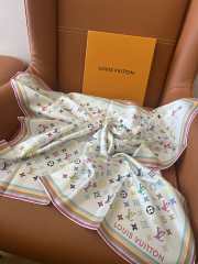 Uubags Louis Vuitton Takashi Murakami Monogram Multicolor Shawl Wool Silk Scarf 01 - 4