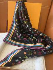 Uubags Louis Vuitton Takashi Murakami Monogram Multicolor Shawl Wool Silk Scarf 02 - 4