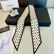 Uubags Chanel Silk CC Twilly Hair Tie Ivory/ Black - 3