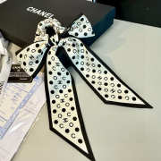Uubags Chanel Silk CC Twilly Hair Tie Ivory/ Black - 4