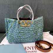 Uubags Valentino Garavani Medium Shopping Bag In Raffia Crochet Green 35x25x17cm - 1
