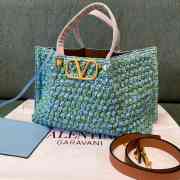Uubags Valentino Garavani Medium Shopping Bag In Raffia Crochet Green 35x25x17cm - 4