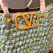 Uubags Valentino Garavani Medium Shopping Bag In Raffia Crochet Green 35x25x17cm - 2