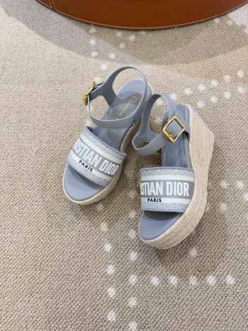 Uubags Dior Dway Wedge Sandal Deep Light Blue Calfskin