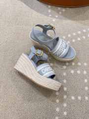 Uubags Dior Dway Wedge Sandal Deep Light Blue Calfskin - 4