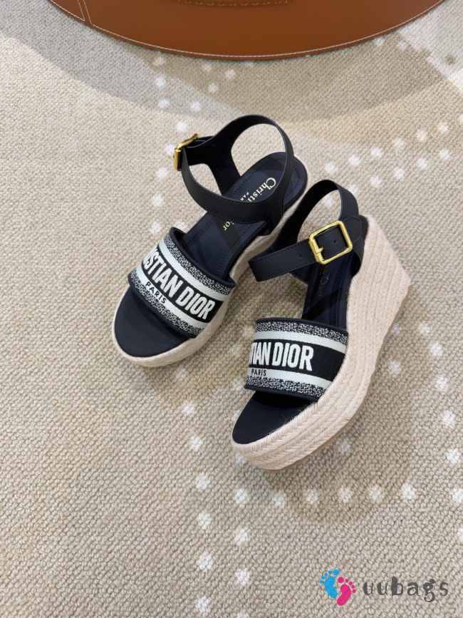 Uubags Dior Dway Wedge Sandal Deep Black Calfskin - 1