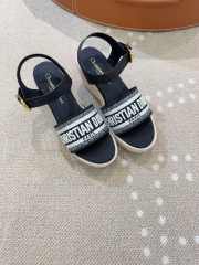 Uubags Dior Dway Wedge Sandal Deep Black Calfskin - 2