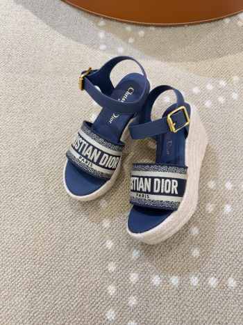 Uubags Dior Dway Wedge Sandal Deep Dark Blue Calfskin