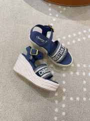 Uubags Dior Dway Wedge Sandal Deep Dark Blue Calfskin - 4