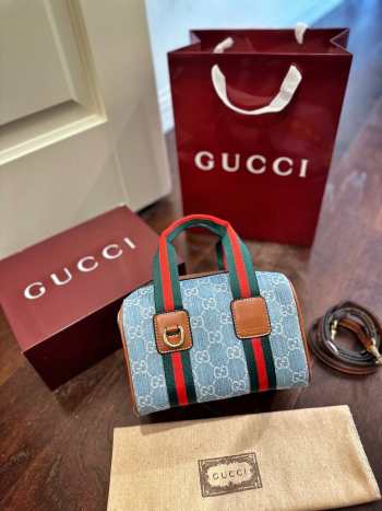 Uubags Gucci Mini Denim GG Supreme Tende Bag In Blue 20.5x13x14cm
