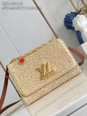Uubags Louis Vuitton M14309 Twist PM Slim Brown Raffia Bag 15x7x19cm - 1