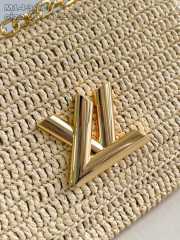 Uubags Louis Vuitton M14309 Twist PM Slim Brown Raffia Bag 15x7x19cm - 5