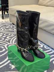 Uubags Chanel High Boots Sheepskin & Grosgrain In Black 5cm - 1