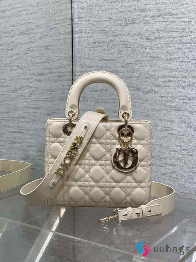Uubags Small Lady Dior My ABCDior Bag Light Ivory Cannage Lambskin 20x18x8cm  - 1