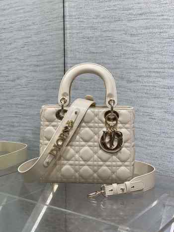 Uubags Small Lady Dior My ABCDior Bag Light Ivory Cannage Lambskin 20x18x8cm 