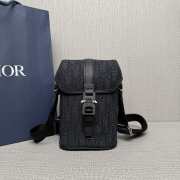 Uubags Mini Dior Hit the Road Vertical Messenger Bag with Flap Black Dior Oblique Jacquard Grained Calfskin - 1