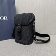Uubags Mini Dior Hit the Road Vertical Messenger Bag with Flap Black Dior Oblique Jacquard Grained Calfskin - 4