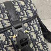 Uubags Mini Dior Hit the Road Vertical Messenger Bag with Flap Beige Dior Oblique Jacquard Black Grained Calfskin - 6