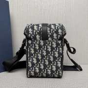 Uubags Mini Dior Hit the Road Vertical Messenger Bag with Flap Beige Dior Oblique Jacquard Black Grained Calfskin - 5