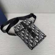 Uubags Mini Dior Hit the Road Vertical Messenger Bag with Flap Beige Dior Oblique Jacquard Black Grained Calfskin - 4