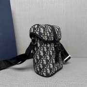 Uubags Mini Dior Hit the Road Vertical Messenger Bag with Flap Beige Dior Oblique Jacquard Black Grained Calfskin - 2
