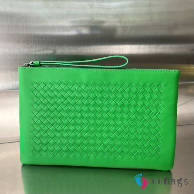 Uubags Bottega Veneta leather clutch bag in green 30x20cm - 1