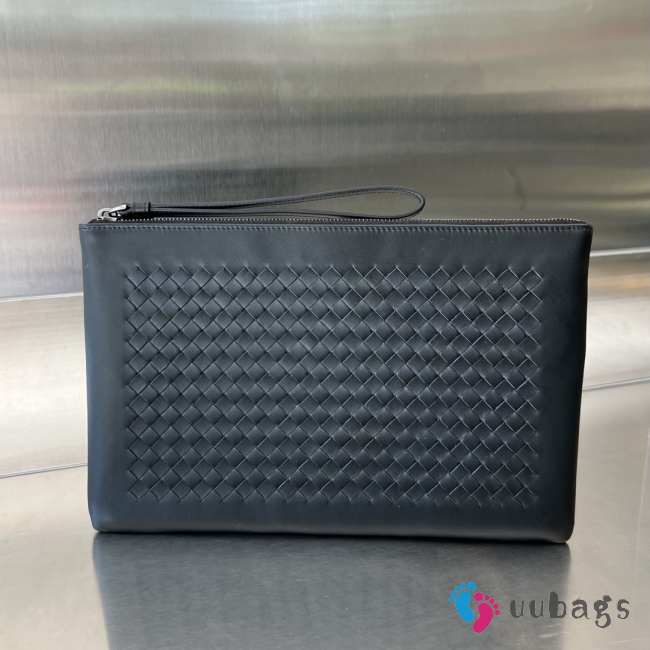 Uubags Bottega Veneta leather clutch bag in black 30x20cm - 1