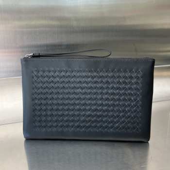 Uubags Bottega Veneta leather clutch bag in black 30x20cm