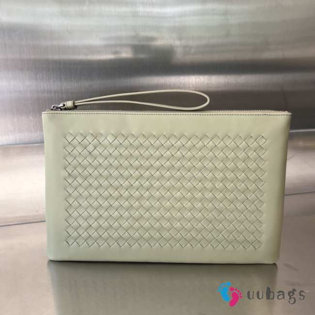 Uubags Bottega Veneta leather clutch bag in travertine 30x20cm - 1