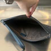 Uubags Bottega Veneta leather clutch bag in base blue 30x20cm - 5