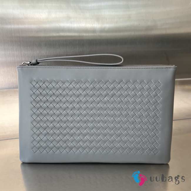 Uubags Bottega Veneta leather clutch bag in grey 30x20cm - 1
