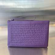 Uubags Bottega Veneta leather clutch bag in purple 30x20cm - 1