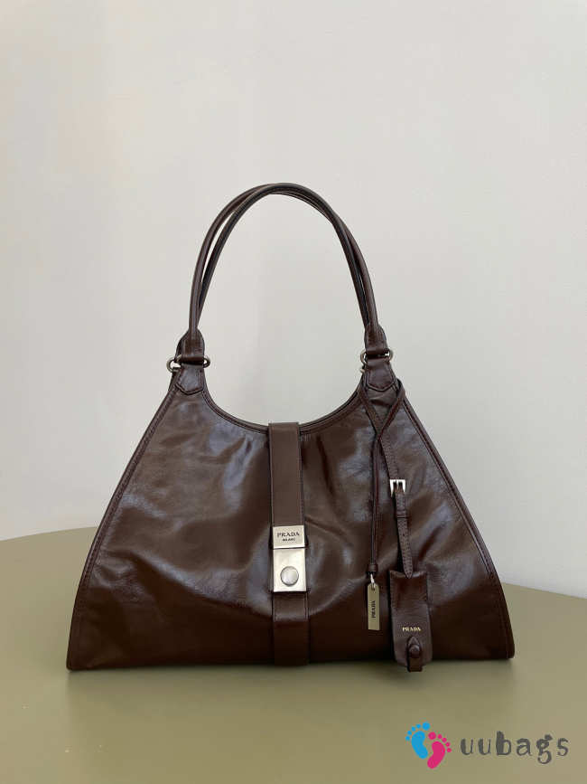Uubags Prada large leather tote bag in dark brown 40x20x30cm - 1