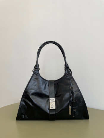 Uubags Prada large leather tote bag in black 40x20x30cm