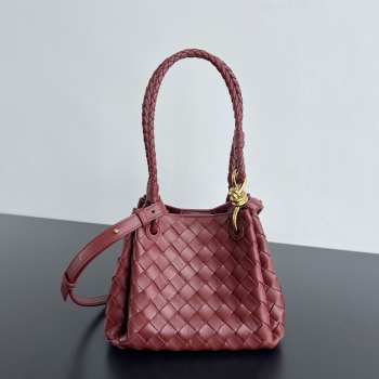 Uubags Bottega Veneta Parachute intrecciato leather bag in sapele 21x17x16.5cm
