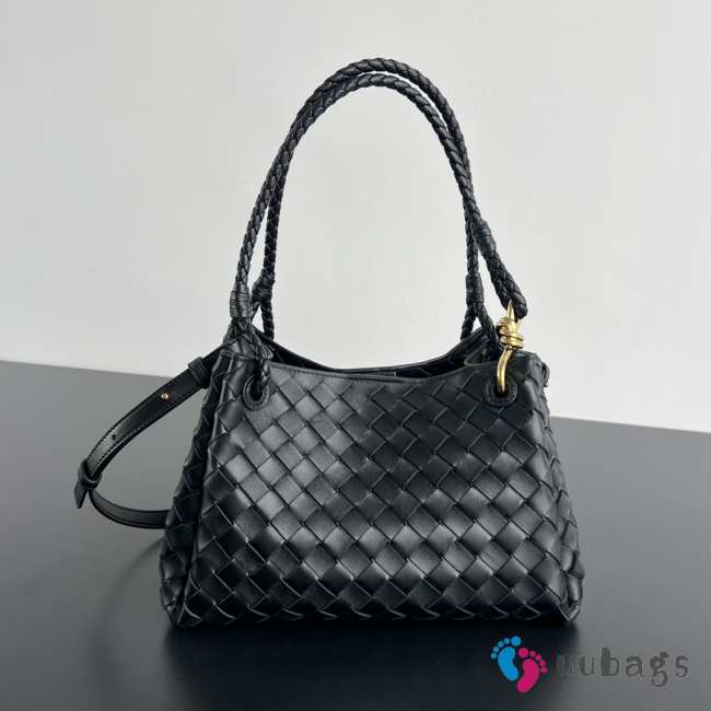 Uubags Bottega Veneta Parachute intrecciato leather bag in black 29.5x18.5x17.5cm - 1