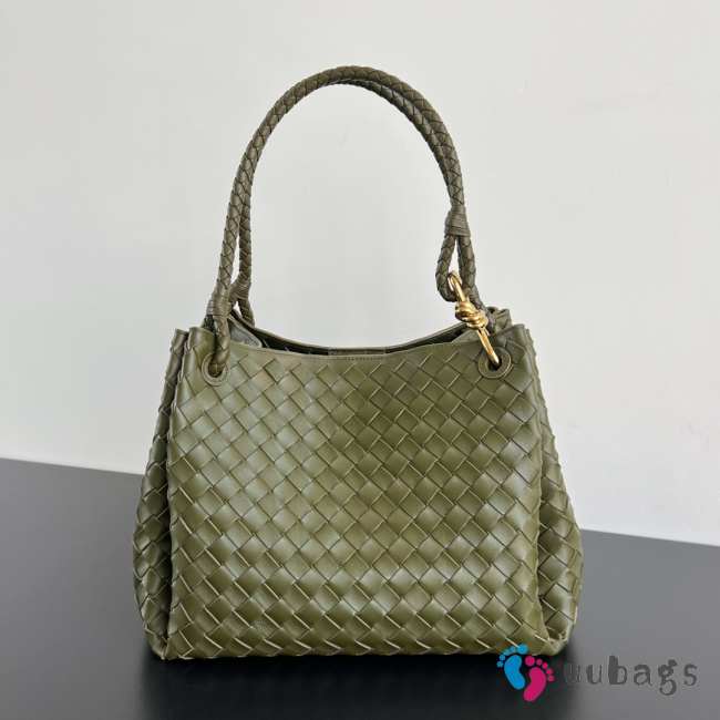 Uubags Bottega Veneta Large Parachute intrecciato leather bag in green 30x26x20cm - 1