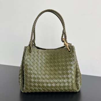 Uubags Bottega Veneta Large Parachute intrecciato leather bag in green 30x26x20cm