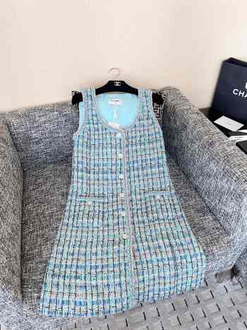 Uubags Chanel Dress Cotton Tweed Fabric Turquoise & Many Other Colors