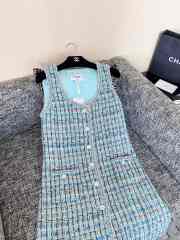 Uubags Chanel Dress Cotton Tweed Fabric Turquoise & Many Other Colors - 5