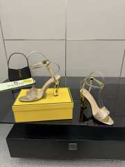 Uubags Fendi Gold Delfina FF Sequin Sandals 10cm - 6