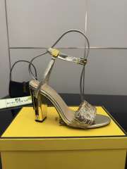 Uubags Fendi Gold Delfina FF Sequin Sandals 10cm - 5
