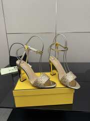 Uubags Fendi Gold Delfina FF Sequin Sandals 10cm - 2