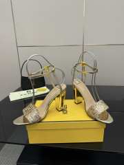 Uubags Fendi Gold Delfina FF Sequin Sandals 10cm - 3