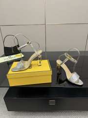 Uubags Fendi Silver Delfina FF Sequin Sandals 10cm - 3