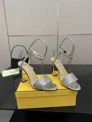 Uubags Fendi Silver Delfina FF Sequin Sandals 10cm - 5