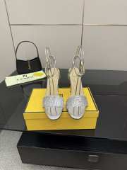 Uubags Fendi Silver Delfina FF Sequin Sandals 10cm - 4