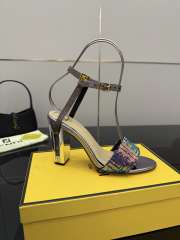 Uubags Fendi Purple Delfina FF Sequin Sandals 10cm - 6