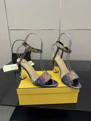 Uubags Fendi Purple Delfina FF Sequin Sandals 10cm - 5